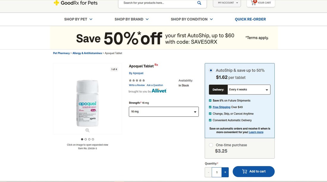 GoodRx for Pets mail delivery with a first AutoShip discount