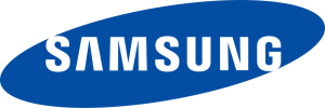 Samsung logo displayed on device screen showcasing brand identity and technology products